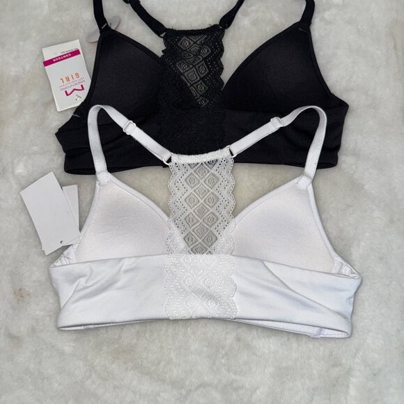 Maidenform Girl size 30A Contour Racerback Lace White & Black Bra NEW - Picture 3 of 5